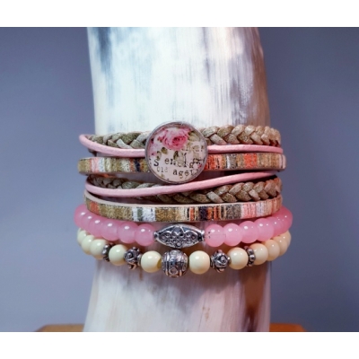 leren wikkelarmband pastel roze leren wikkelarmband pastel roze